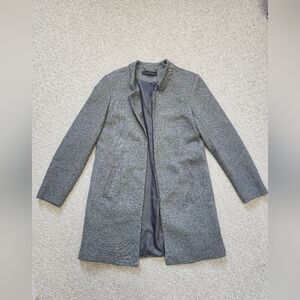 Suzy Shier Charcoal Grey Open Front Trench Coat Peacoat Jacket Womens Small